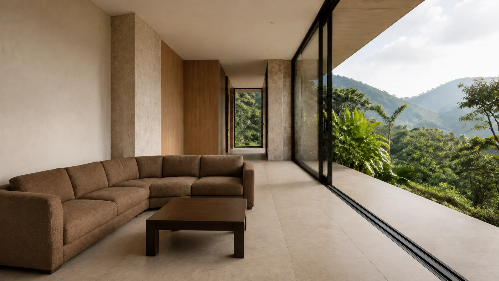 Concepto base de una sala con acabados sencillos