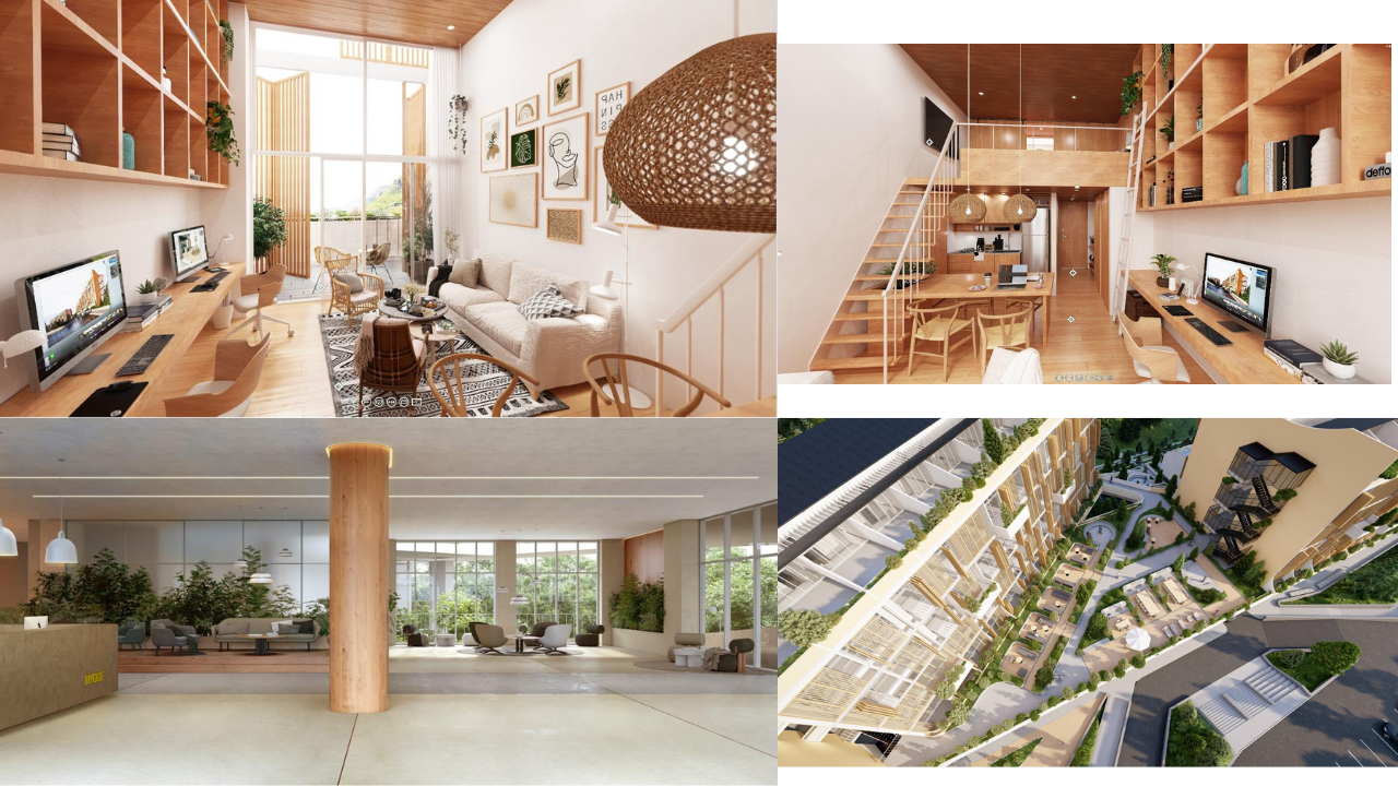 Selección de interiores y visualizaciones del dossier de arquitectura